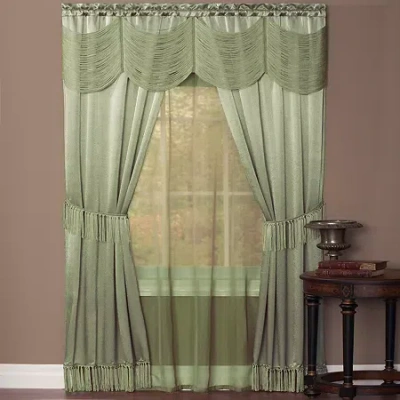 Asstd National Brand Halley Rod Pocket Light-filtering Curtain Panel In Green