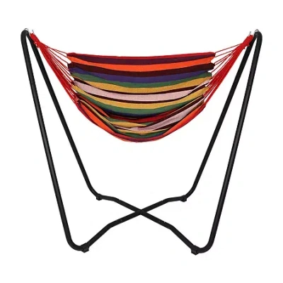 Asstd National Brand Hanging Chair Hammock Swing Set In Orange