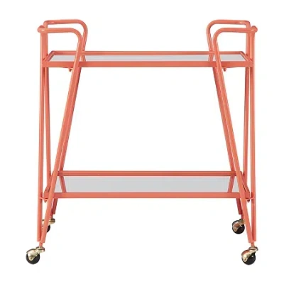 Asstd National Brand Hera Glass-top Bar Cart In Orange