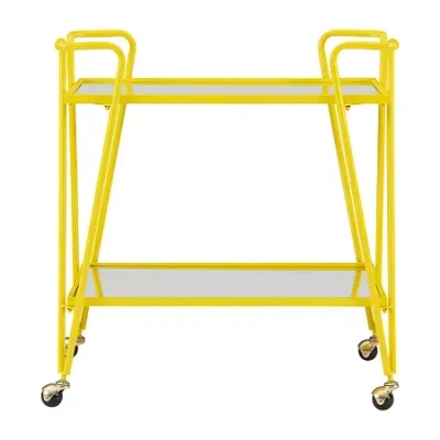 Asstd National Brand Hera Glass-top Bar Cart In Yellow