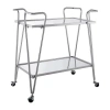 Asstd National Brand Hera Kitchen And Dining Room Collection Glass-top Serving Cart In Silver