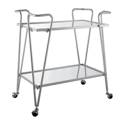 Asstd National Brand Hera Kitchen And Dining Room Collection Glass-top Serving Cart In Silver
