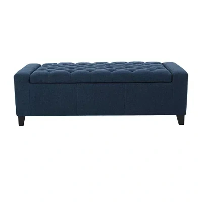 Asstd National Brand Hikaru Storage Tufted Bench In Blue