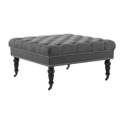 Asstd National Brand Isabelle Square Tufted Ottoman In Gray