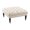 Asstd National Brand Isabelle Square Tufted Ottoman In White