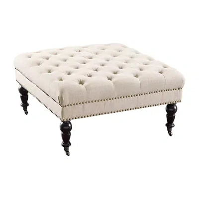 Asstd National Brand Isabelle Square Tufted Ottoman In White