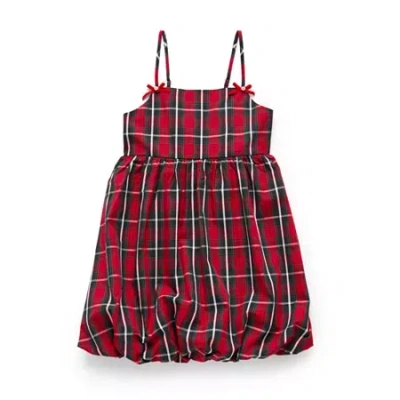 Asstd National Brand Kids' Jingle Ball Girls Sleeveless Plaid Empire Waist Dress In Red