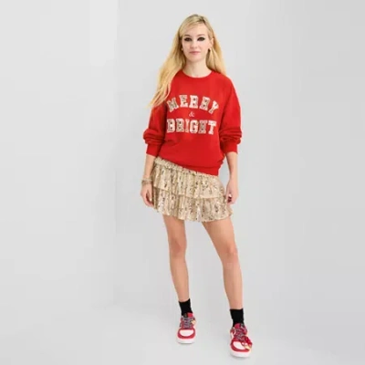 Asstd National Brand Jingle Ball Womens Juniors Mid Rise Mini Pleated Skirt In Yellow