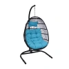 Asstd National Brand Julia Hanging Egg Chair With Blue Cushion And Stand In Blue