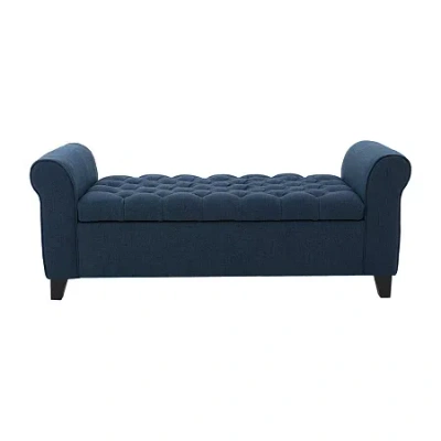 Asstd National Brand Keiko Upholstered Tufted Bench In Blue
