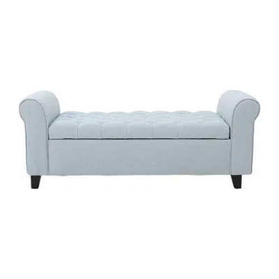 Asstd National Brand Keiko Upholstered Tufted Bench In Blue