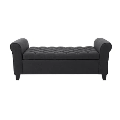 Asstd National Brand Keiko Upholstered Tufted Bench In Gray