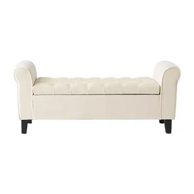 Asstd National Brand Keiko Upholstered Tufted Bench In White