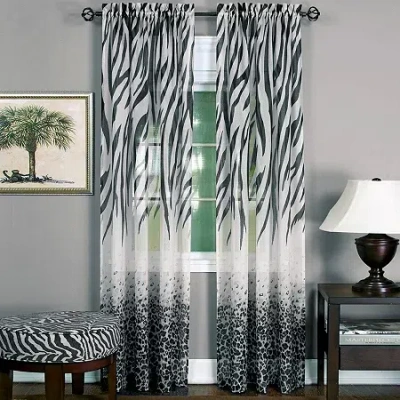 Asstd National Brand Kenya Rod Pocket Sheer Single Curtain Panel In Black