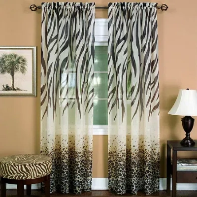 Asstd National Brand Kenya Rod Pocket Sheer Single Curtain Panel In Brown