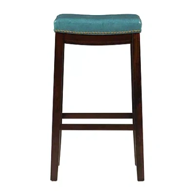 Asstd National Brand Lakeland Upholstered Backless Barstool In Blue