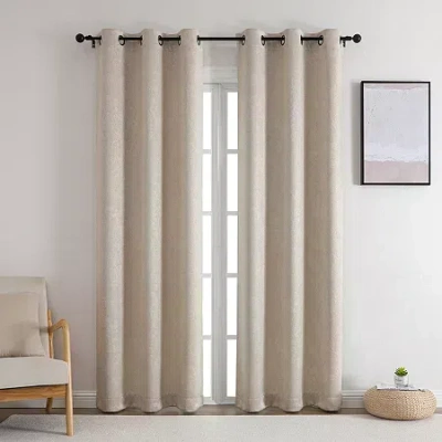 Asstd National Brand Lara Grommet Top Blackout Set Of 2 Curtain Panel In Sand
