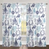 Asstd National Brand Laural Home Navy Coastal Creatures Rod Pocket Sheer Single Curtain Panel In Multi