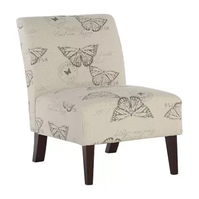Asstd National Brand Lily Butterfly Slipper Chair In White
