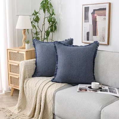 Asstd National Brand Linen Blend 20x20 Square Throw Pillow In Blue