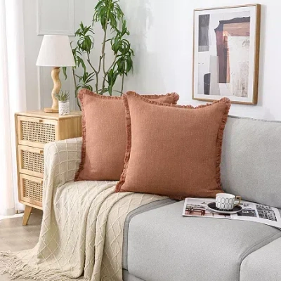 Asstd National Brand Linen Blend 20x20 Square Throw Pillow In Brown