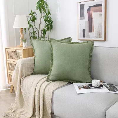 Asstd National Brand Linen Blend 20x20 Square Throw Pillow In Green