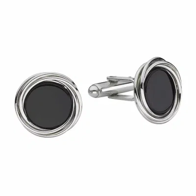 Asstd National Brand Love Knot Onyx Stone Cuff Links In Multi