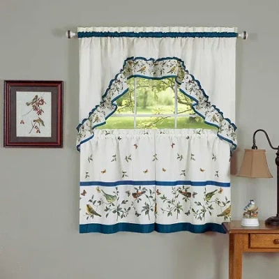 Asstd National Brand Lovebirds 3-pc. Rod Pocket Kitchen Curtains & Drapes Window Set In Blue