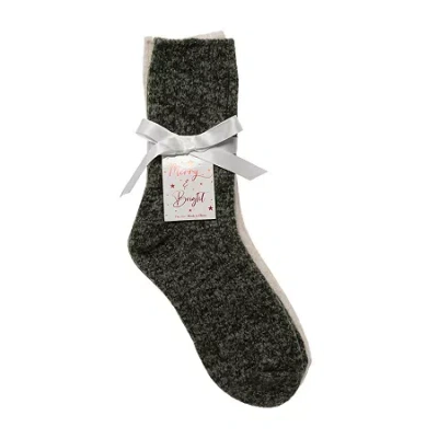 Asstd National Brand Luxury Cozy Rib Womens 2 Pair Crew Socks In Green