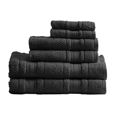 Asstd National Brand Madison Park Essentials Remy Cotton Super Soft Solid 6-pc. Quick Dry Solid Bath Towel Set In Black