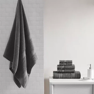 Asstd National Brand Madison Park Essentials Remy Cotton Super Soft Solid 6-pc. Quick Dry Solid Bath Towel Set In Gray