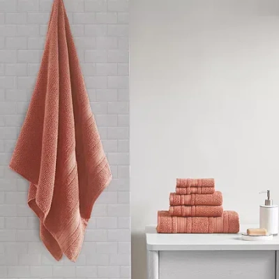 Asstd National Brand Madison Park Essentials Remy Cotton Super Soft Solid 6-pc. Quick Dry Solid Bath Towel Set In Pink