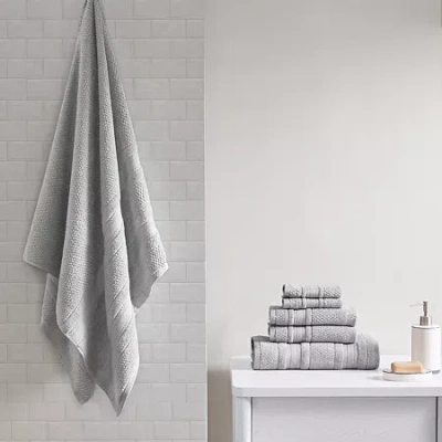 Asstd National Brand Madison Park Essentials Remy Cotton Super Soft Solid 6-pc. Quick Dry Solid Bath Towel Set In Silver