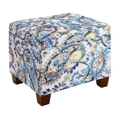 Asstd National Brand Madisson Cushioned Storage Ottoman In Blue