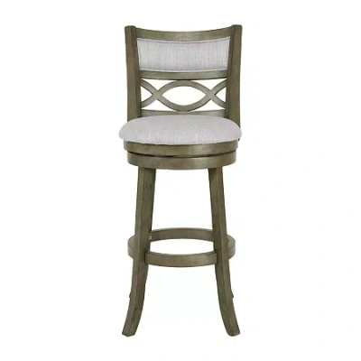 Asstd National Brand Manchester Upholstered Swivel Bar Stool In Gray