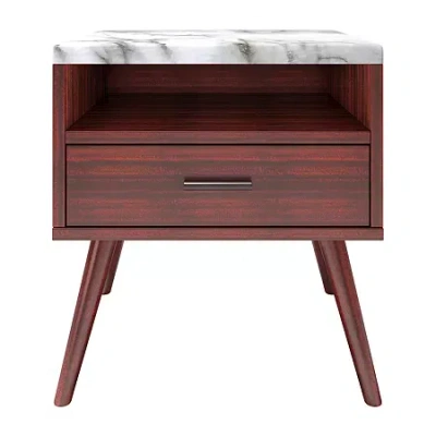 Asstd National Brand Marcello Faux Marble Top Low Profile Nightstand In Brown