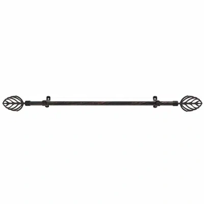 Asstd National Brand Metallo Â¾in Adjustable Curtain Rod With Leaf Finial In Black