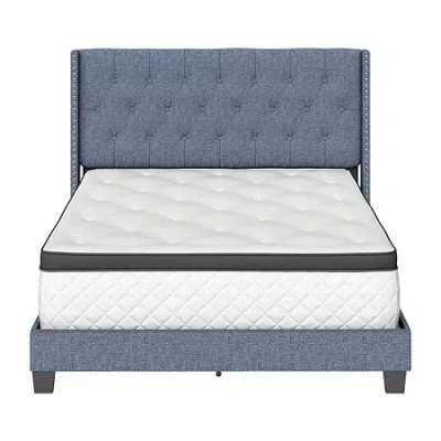 Asstd National Brand Mila Upholstered Wooden Bed In Blue