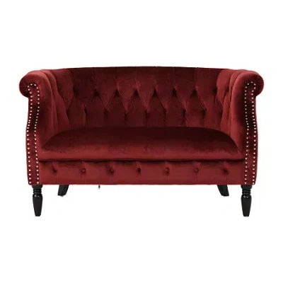 Asstd National Brand Milani Track-arm Upholstered Loveseat In Red