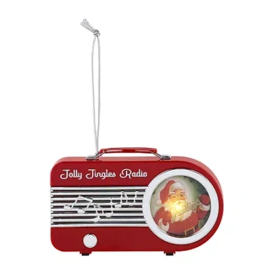 Asstd National Brand Mini Vintage Radio Christmas Ornament In Red