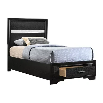 Asstd National Brand Miranda Under Bed Storage Rectangle Bed In Black