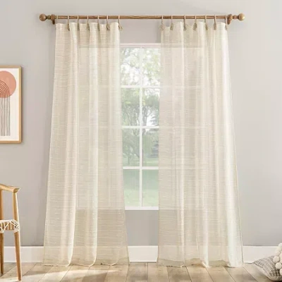 Asstd National Brand Mona Tab Top Sheer Set Of 2 Curtain Panel In Sand