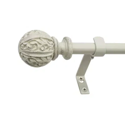 Asstd National Brand Montevilla Core Leaf Ball Â " Single Curtain Rod In White