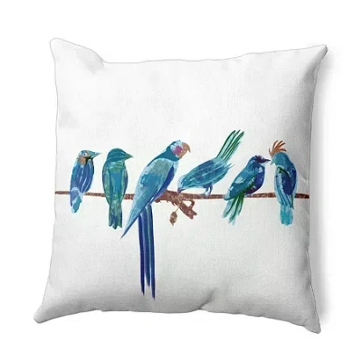 Asstd National Brand Morning Birds Square Throw Pillow In Blue