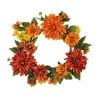Asstd National Brand Mums And Daisies Twig Artificial Floral Wreath Orange 22-inch In Orange