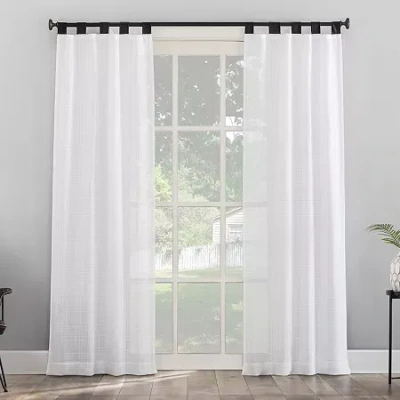 Asstd National Brand Murray Tab Top Light-filtering Set Of 2 Curtain Panel In White