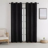 Asstd National Brand Mylon Grommet Top Blackout Set Of 2 Curtain Panel In Black