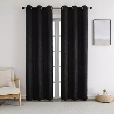 Asstd National Brand Mylon Grommet Top Blackout Set Of 2 Curtain Panel