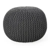 Asstd National Brand Nahunta Modern Knitted Cotton Pouf Ottoman In Gray