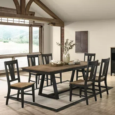 Asstd National Brand Napa 7-piece Dining Set With Splat Back Chairs In Brown